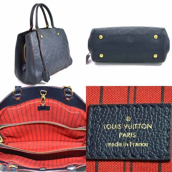 Louis Vuitton Montaigne Leather MM Handbag Empriente Blue - Picture 1 of 3